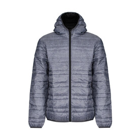 Regatta Hooded Firedown Baffle Jacket, Marl Grey/Black, S bedrucken, Art.-Nr. 328171053