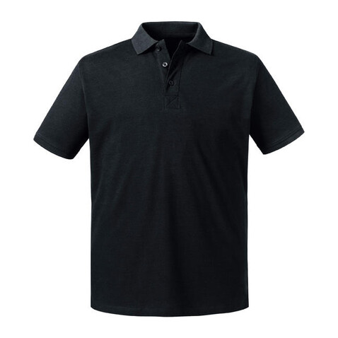 Russell Europe Men`s Pure Organic Polo, Black, 2XL bedrucken, Art.-Nr. 505001017