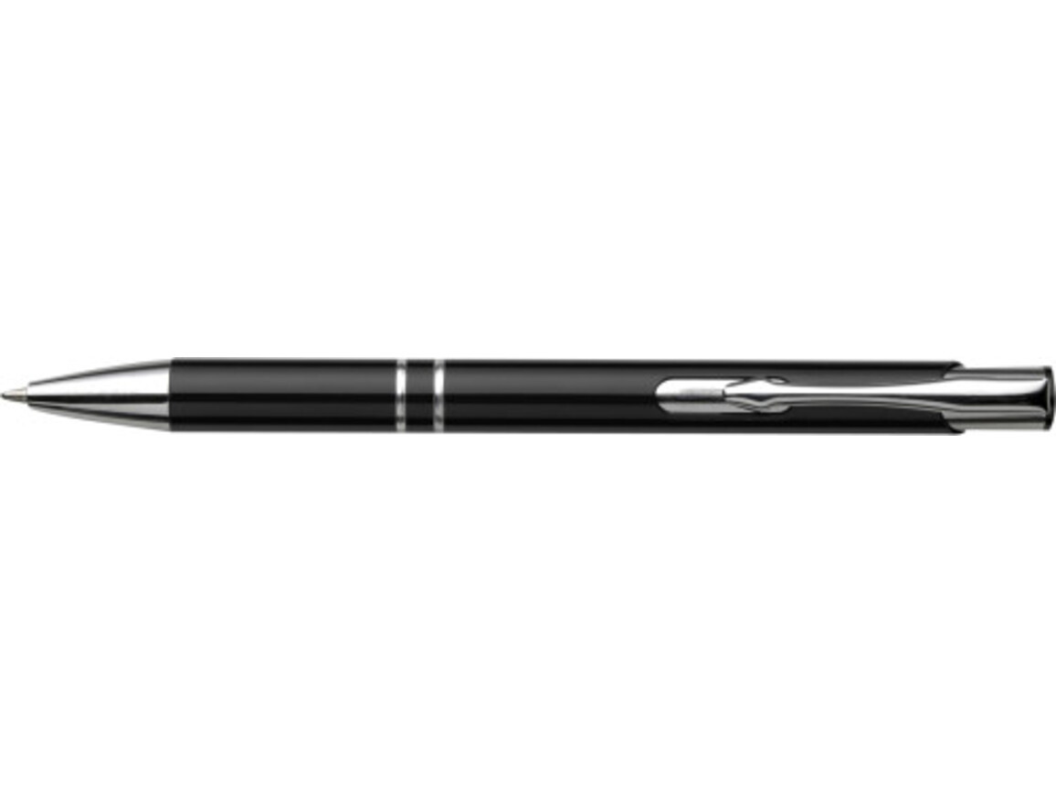 Kugelschreiber aus Aluminium Albacete – Schwarz bedrucken, Art.-Nr. 001999999_3444