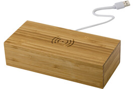 Wireless Ladepad aus Bambus mit Uhr Rosie bedrucken, Art.-Nr. 431964