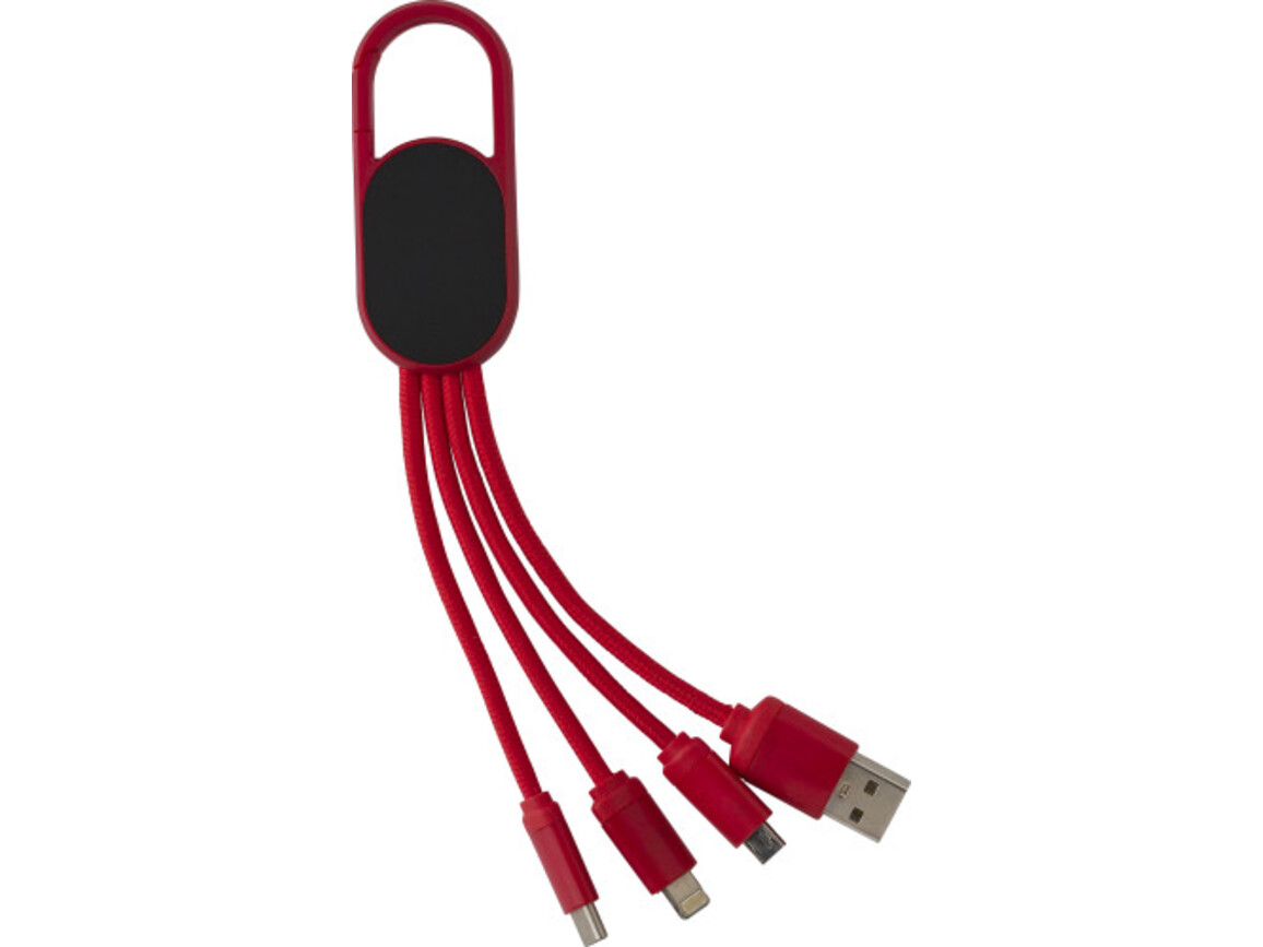 4-in-1-Ladekabelset Idris – Rot bedrucken, Art.-Nr. 008999999_432312
