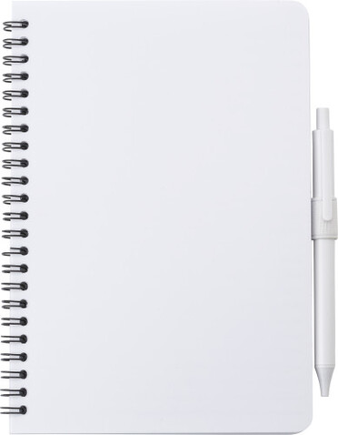 Antibakterielles Notizbuch mit Kugelschreiber Mika – Weiß bedrucken, Art.-Nr. 002999999_483099