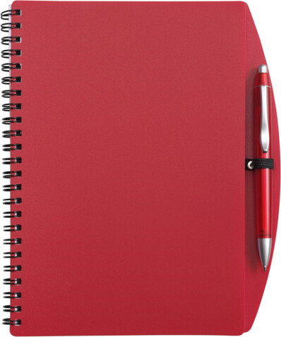 Notizbuch aus Kunststoff Solana – Rot bedrucken, Art.-Nr. 008999999_5140