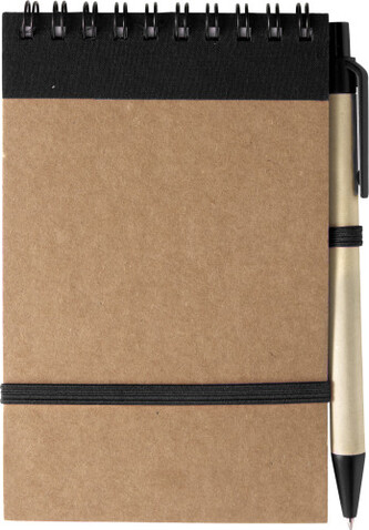 Notizbuch aus recyceltem Karton Emory – Schwarz bedrucken, Art.-Nr. 001999999_5410