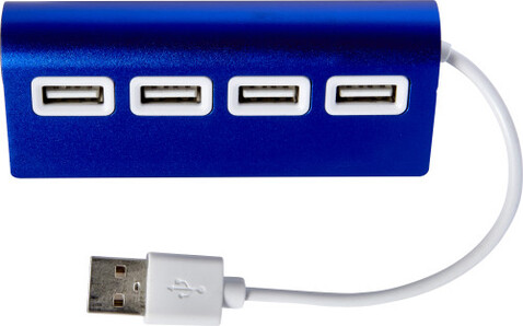 USB-Hub aus Aluminium Leo – Blau bedrucken, Art.-Nr. 005999999_7737