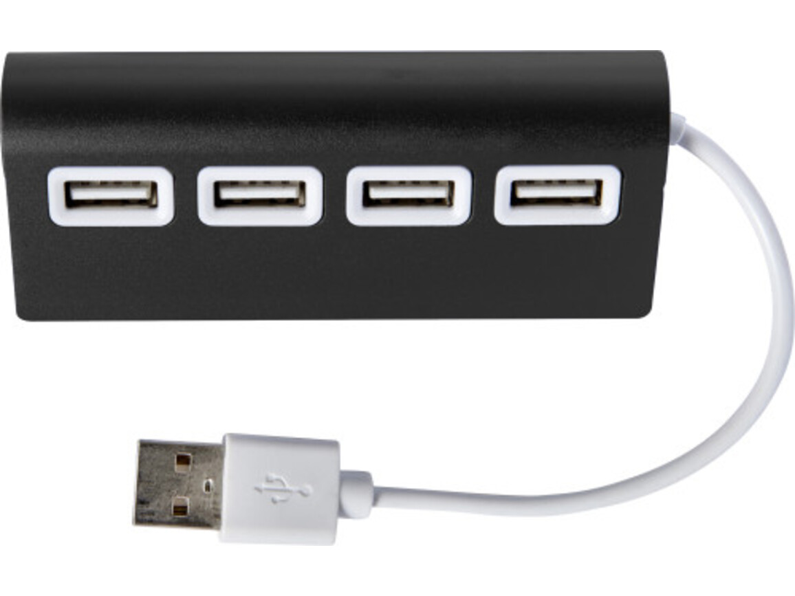 USB-Hub aus Aluminium Leo – Schwarz bedrucken, Art.-Nr. 001999999_7737