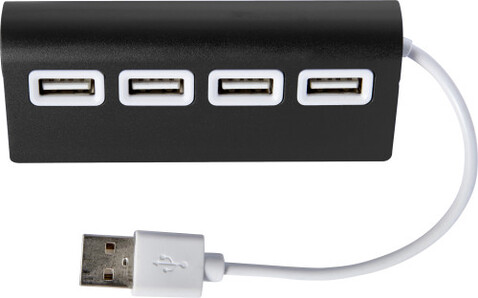 USB-Hub aus Aluminium Leo – Schwarz bedrucken, Art.-Nr. 001999999_7737
