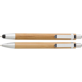 Kugelschreiber-Set aus Bambus Darlene – Braun bedrucken, Art.-Nr. 011999999_7974