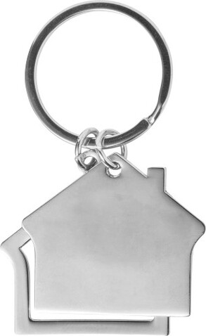 Schlüsselanhänger aus Zink-Aluminium in Hausform Amaro – Silber bedrucken, Art.-Nr. 032999999_8742
