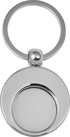Schlüsselanhänger aus Metall mit Einkaufswagenchip Christie – Silber bedrucken, Art.-Nr. 032999999_8744