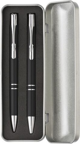 Stifte-Set aus Aluminium Zahir – Schwarz bedrucken, Art.-Nr. 001999999_9032
