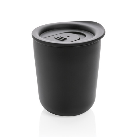 Antimikrobieller Kaffeebecher im klassischen Design schwarz bedrucken, Art.-Nr. P432.091