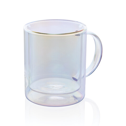 Doppelwandiger Deluxe-Becher aus galvanisiertem Glas transparent bedrucken, Art.-Nr. P433.110