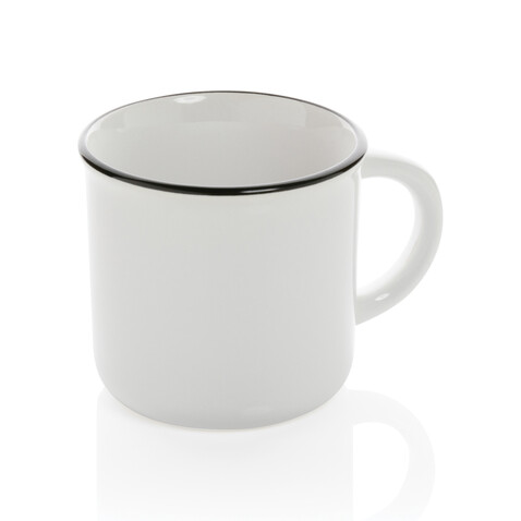 Vintage Keramiktasse, 280ml weiß, weiß bedrucken, Art.-Nr. P434.033