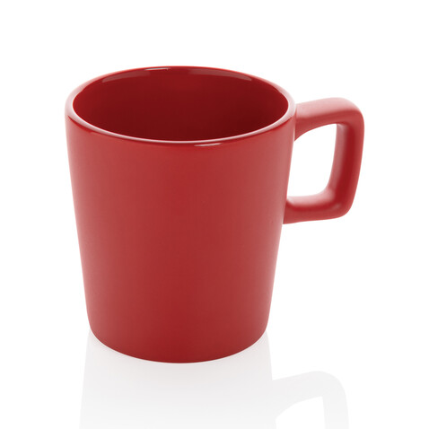 Moderne Keramik Kaffeetasse, 300ml rot bedrucken, Art.-Nr. P434.054