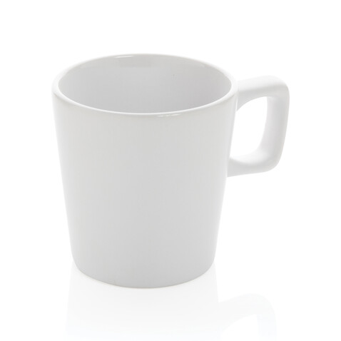 Moderne Keramik Kaffeetasse, 300ml weiß, weiß bedrucken, Art.-Nr. P434.053