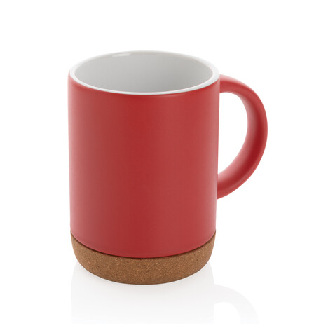 Keramikbecher mit Korkboden, 280ml rot bedrucken, Art.-Nr. P434.084
