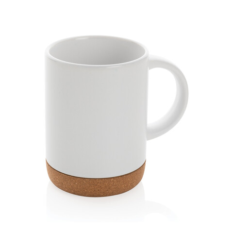 Keramikbecher mit Korkboden, 280ml weiß bedrucken, Art.-Nr. P434.083