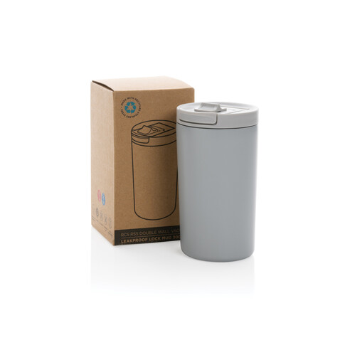 Doppelwandiger Vakuum-Becher aus RCS recyceltem SS grau bedrucken, Art.-Nr. P435.092