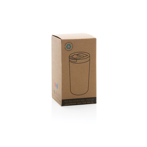 Doppelwandiger Vakuum-Becher aus RCS recyceltem SS schwarz bedrucken, Art.-Nr. P435.091