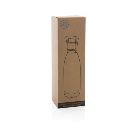 Große Vakuumflasche aus RCS recyceltem Stainless-Steel 1,5L weiß bedrucken, Art.-Nr. P435.513