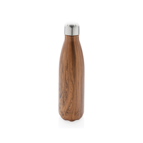 Vakuumisolierte Stainless Steel Flasche mit Holzoptik braun bedrucken, Art.-Nr. P436.489