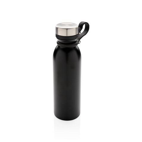 Kupfer-Vakuumisolierte Flasche mit Trageriemen schwarz bedrucken, Art.-Nr. P436.711