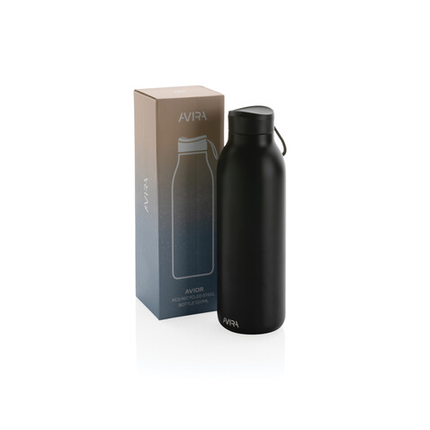 Avira Avior RCS recycelte Stainless-Steel Flasche 500ml schwarz bedrucken, Art.-Nr. P438.001