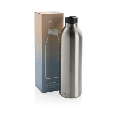 Avira Avior RCS recycelte Stainless-Steel Flasche 1L silber bedrucken, Art.-Nr. P438.012
