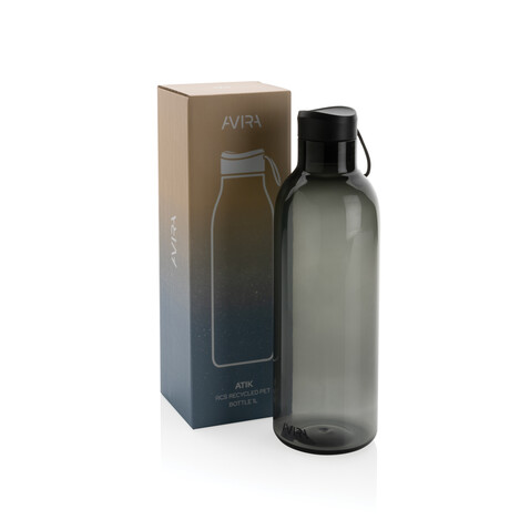 Avira Atik RCS recycelte PET-Flasche 1L schwarz bedrucken, Art.-Nr. P438.041