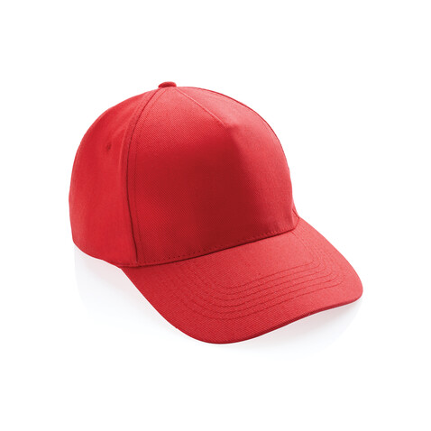 Impact 5 Panel Kappe aus 280gr rCotton mit AWARE™ Tracer luscious red bedrucken, Art.-Nr. P453.474