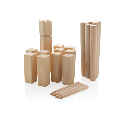 Kubb Outdoor Wurfspiel aus Holz braun bedrucken, Art.-Nr. P453.519