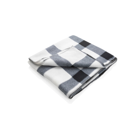 Weiche karierte Fleece-Decke weiß bedrucken, Art.-Nr. P459.053