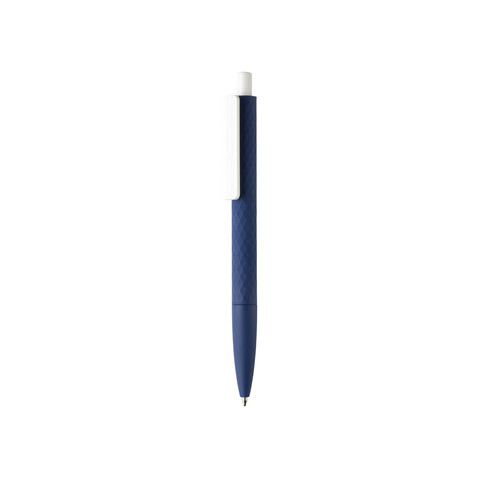 X3-Stift mit Smooth-Touch navy blau, weiß bedrucken, Art.-Nr. P610.969