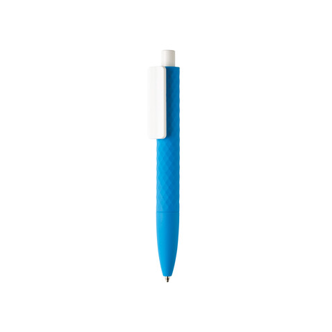 X3-Stift mit Smooth-Touch blau, weiß bedrucken, Art.-Nr. P610.965