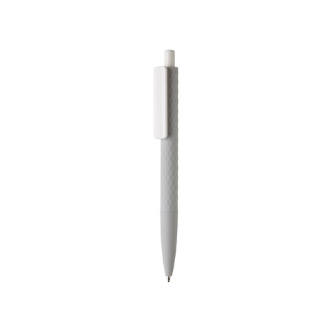 X3-Stift mit Smooth-Touch grau, weiß bedrucken, Art.-Nr. P610.962