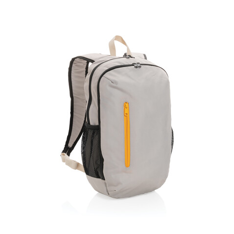 Impact AWARE™ 300D RPET Casual Rucksack braun, orange bedrucken, Art.-Nr. P760.170