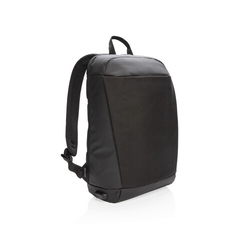 Madrid Anti-Diebstahl RFID USB Laptop-Rucksack schwarz, schwarz bedrucken, Art.-Nr. P762.511