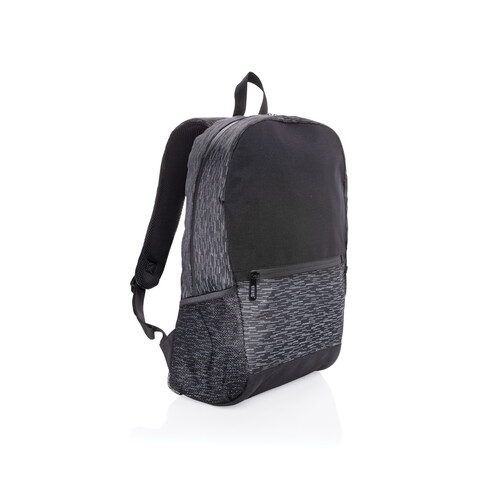 Reflektierender RPET Laptop-Rucksack mit AWARE™ Tracer schwarz bedrucken, Art.-Nr. P762.601