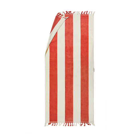 VINGA Valmer Strandtuch 450gr/m² rot, beige bedrucken, Art.-Nr. 8046