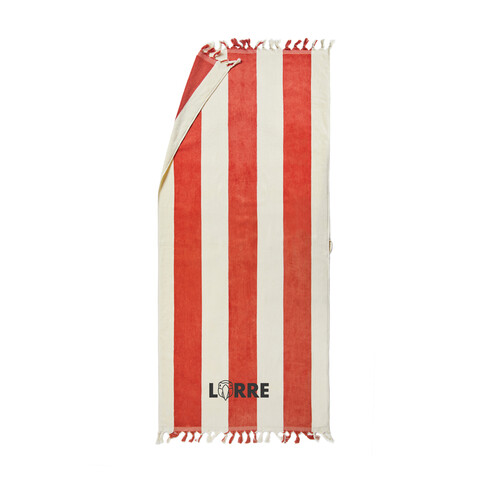 VINGA Valmer Strandtuch 450gr/m² rot, beige bedrucken, Art.-Nr. 8046