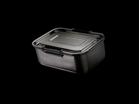 Auslaufsichere Lunchbox aus RCS recyceltem Stainless Steel silber bedrucken, Art.-Nr. P269.082