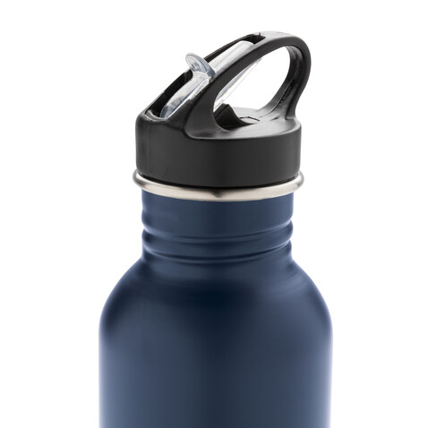 Deluxe Sportflasche aus Edelstahl navy blau bedrucken, Art.-Nr. P436.420