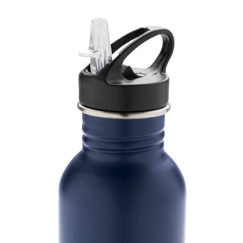 Deluxe Sportflasche aus Edelstahl navy blau bedrucken, Art.-Nr. P436.420