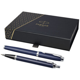 Parker IM Tintenroller und Kugelschreiber - Set, navy bedrucken, Art.-Nr. 10782582