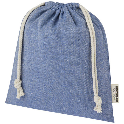 Pheebs 150 g/m² GRS Zuziehbeutel aus Recyclingbaumwolle mittel 1,5 l, heather blau bedrucken, Art.-Nr. 12067150