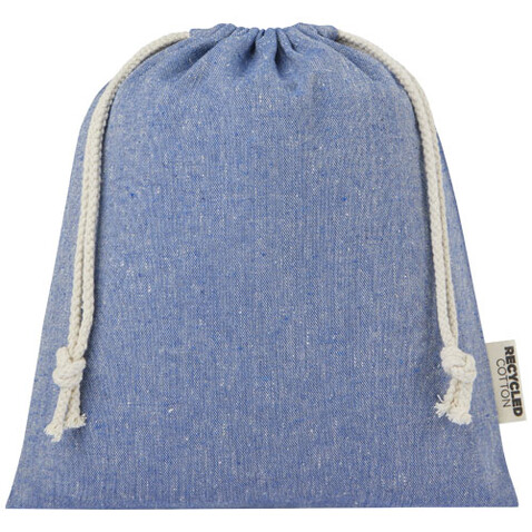 Pheebs 150 g/m² GRS Zuziehbeutel aus Recyclingbaumwolle mittel 1,5 l, heather blau bedrucken, Art.-Nr. 12067150