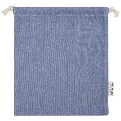 Pheebs 150 g/m² GRS Zuziehbeutel aus Recyclingbaumwolle mittel 1,5 l, heather blau bedrucken, Art.-Nr. 12067150