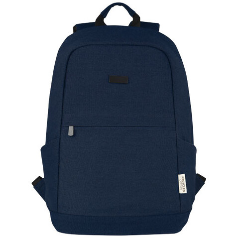 Joey 15,6 Zoll Anti-Diebstahl Laptop Rucksack 18 L aus GRS-recyceltem Canvas, navy bedrucken, Art.-Nr. 12067755