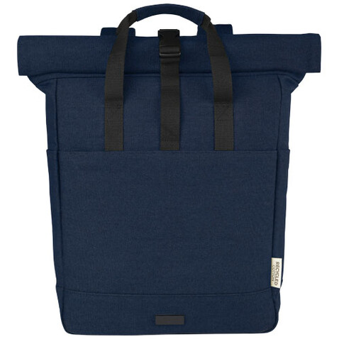 Joey 15&quot; GRS Rolltop Laptoprucksack aus recyceltem Canvas 15 L, navy bedrucken, Art.-Nr. 12067855